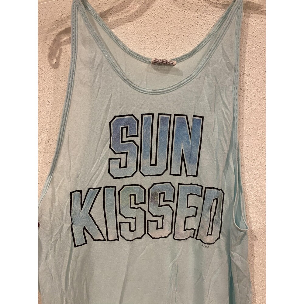 PINK Victoria's Secret Tank Top Womens XS Blue Scoop Neck Sleeveless Sun Kissed - Picture 2 of 5